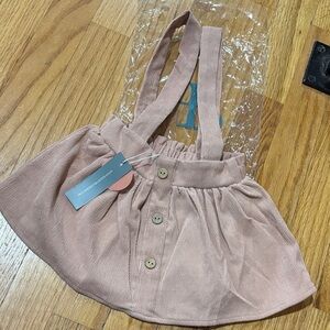 Charming Pink Corduroy Kids Skirt with Straps